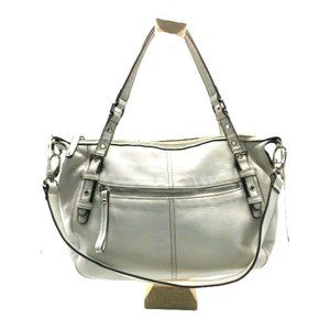 TIGNANELLO Ivory Leather Hobo Shoulder Bag with Do